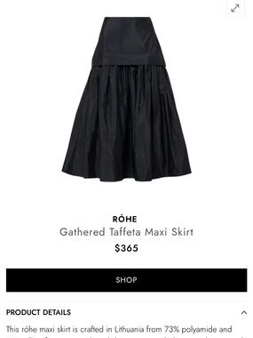 RÓHE Black Gathered Taffeta Maxi Skirt